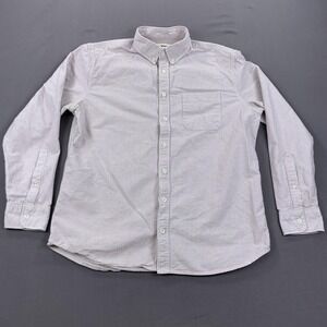Taylor Stitch Shirt Men Med Brown White Stripe Organic Cotton Button Down Casual